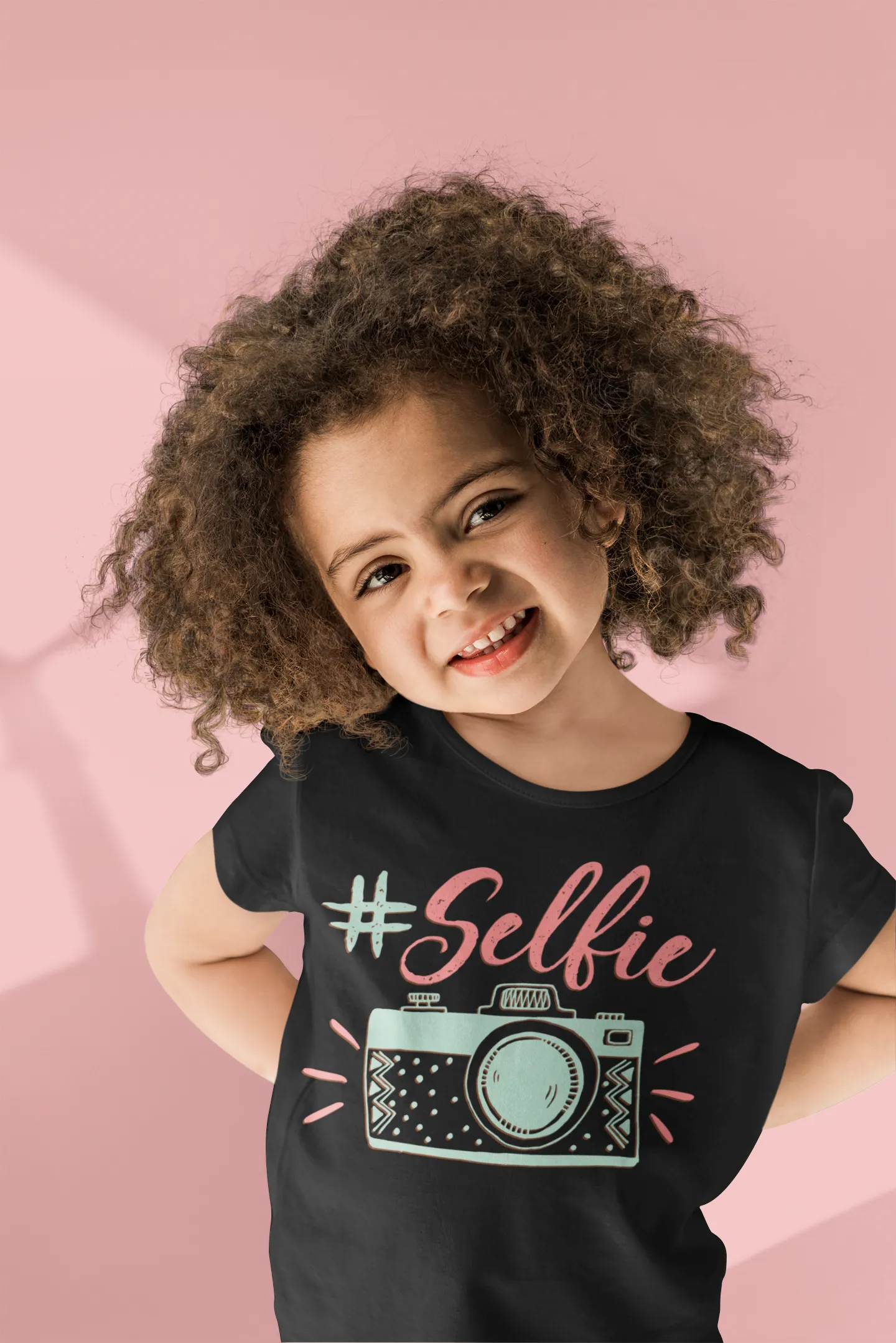 Camiseta Infantil Selfie y Cámara Vintage