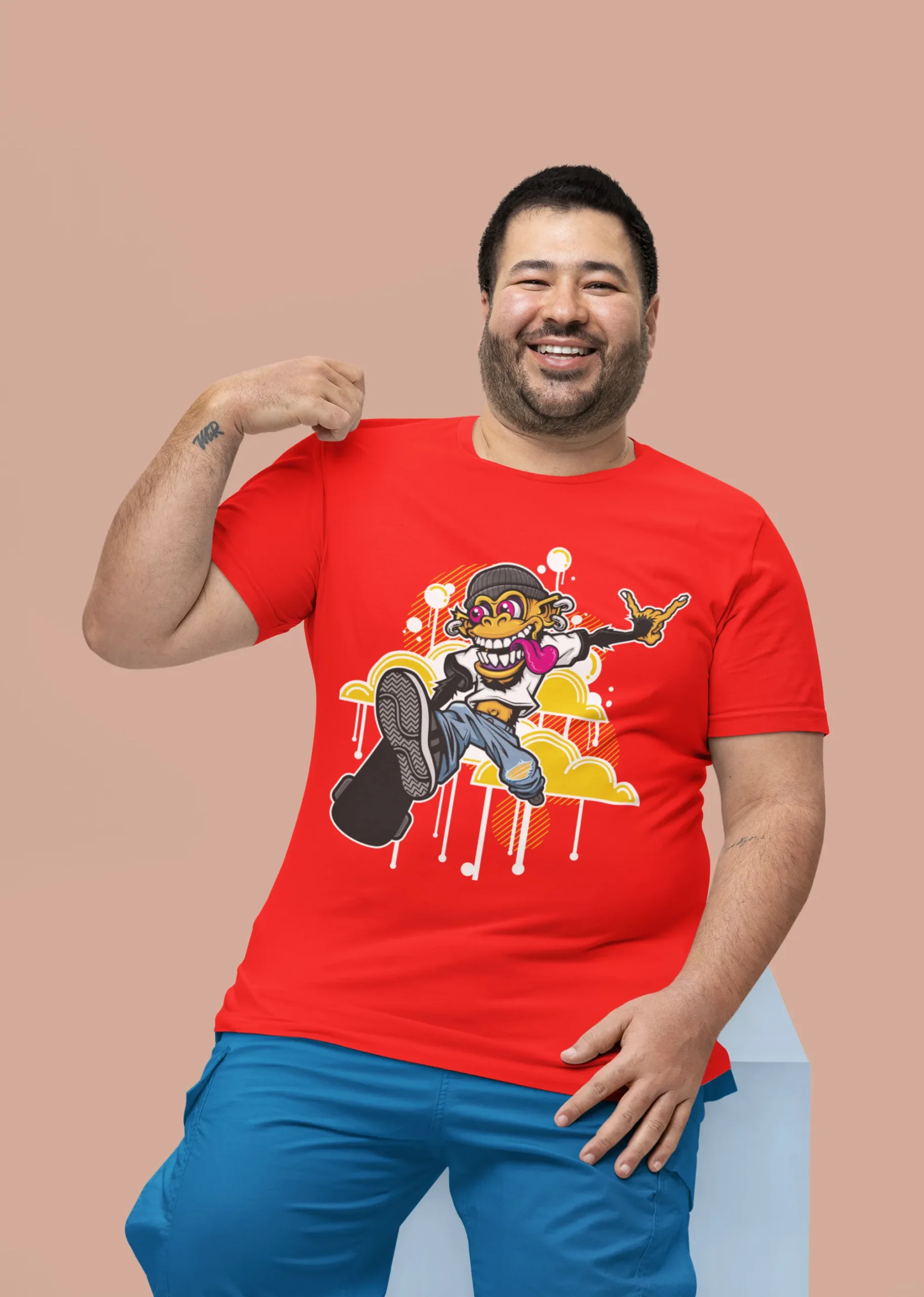 Camiseta de Mono con Skate "Rock On"