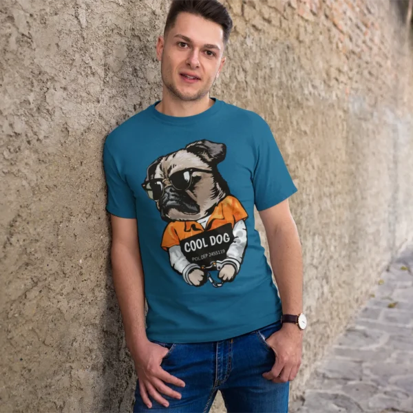 Camiseta de Pug Estilo Prisionero "Cool Dog"