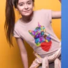 Camiseta Infantil Pop Art con Gato y Corazón
