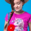 Camiseta Infantil con Unicornio y Flores Pastel