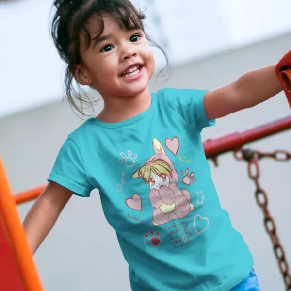 Camiseta Infantil con Estampado Conejo Kawaii