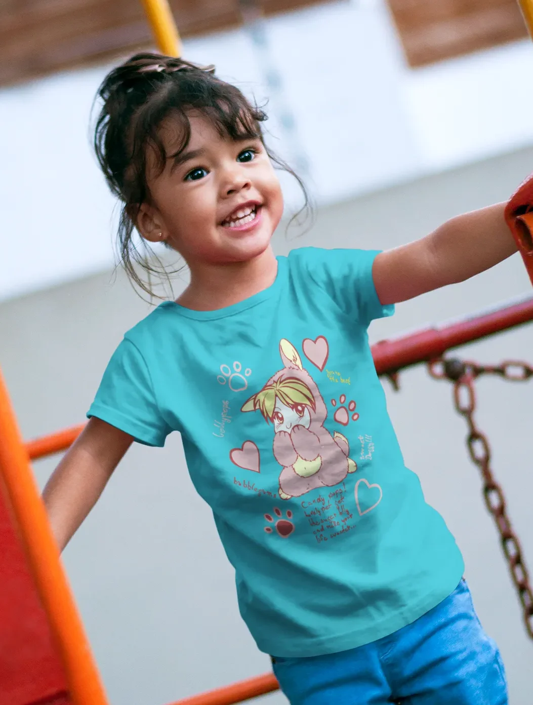 Camiseta Infantil con Estampado Conejo Kawaii