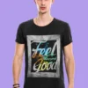 11187 Camiseta de "Feel Good" Abstracto y Hojas