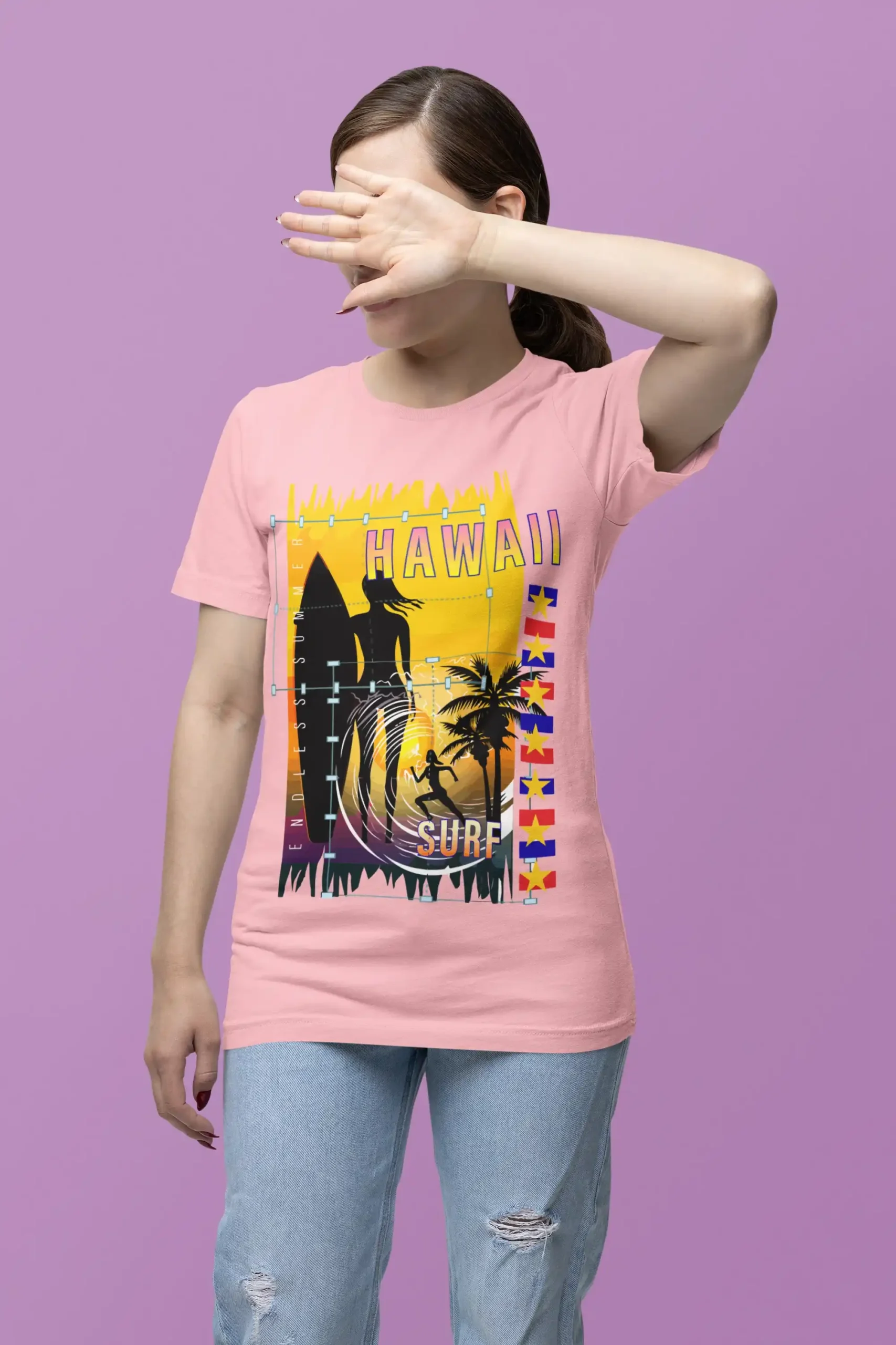 Camiseta Estampada "HAWAII SURF" Playa y Surf
