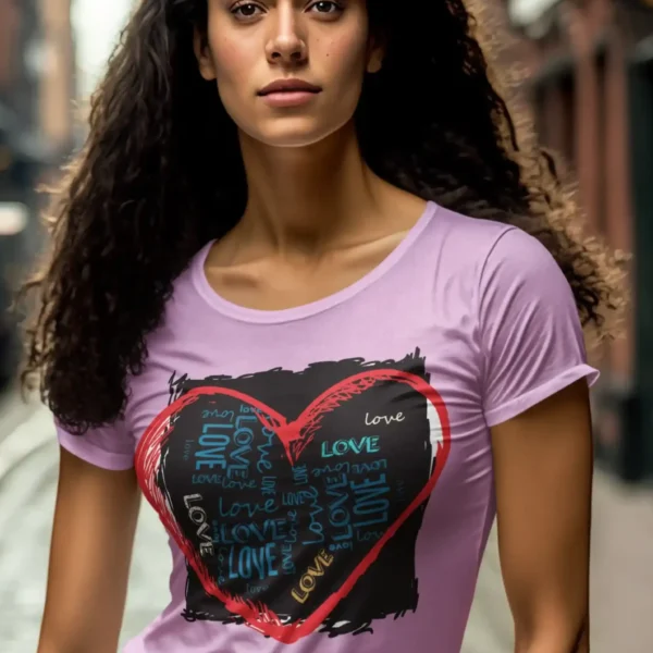 Camiseta Corazón y Texto “LOVE” – Estilo Urbano