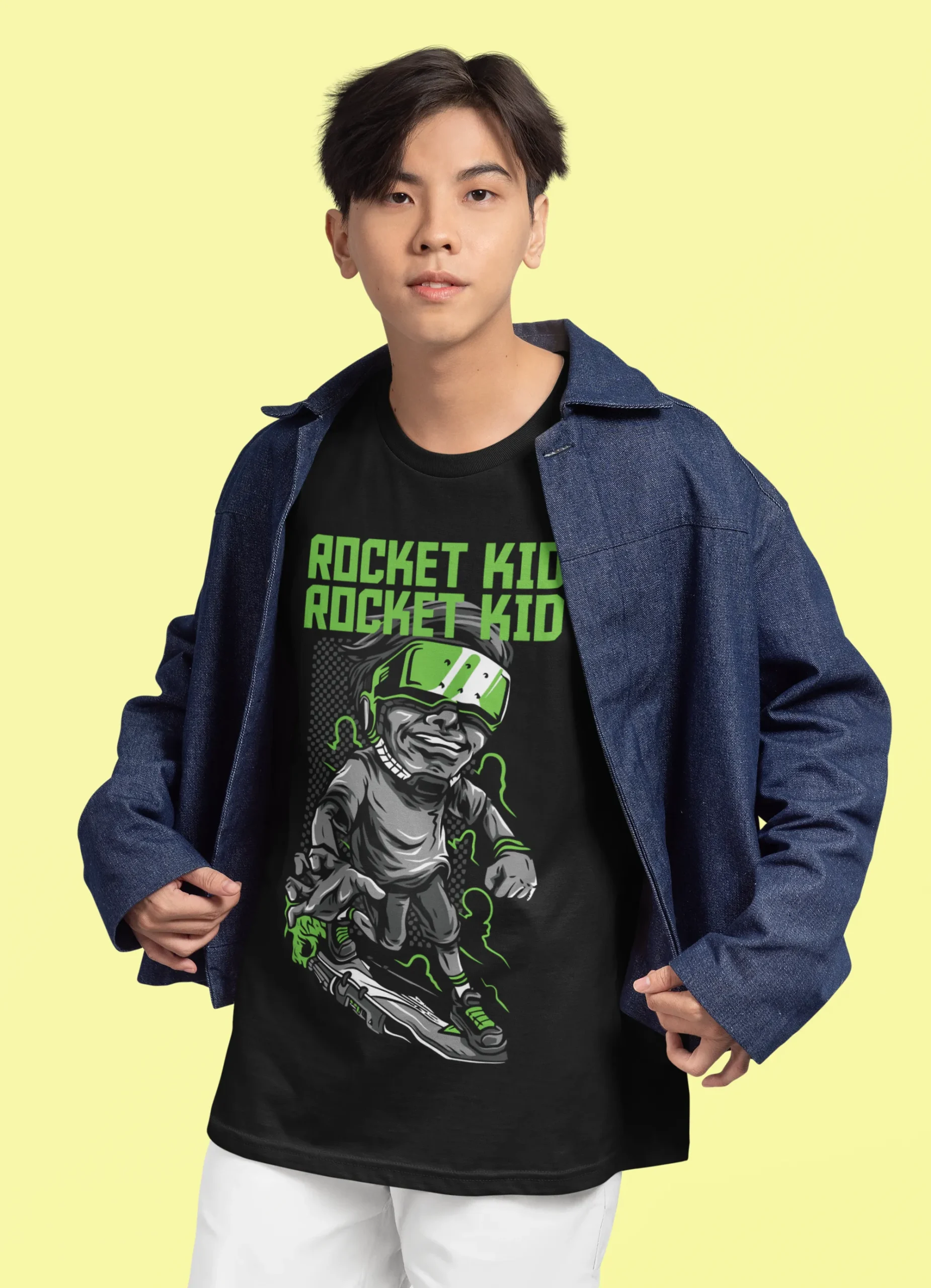 Camiseta de "Rocket Kid" Skateboard Futurista