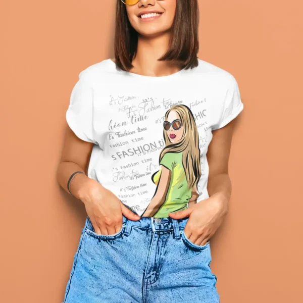 Camiseta "It's Fashion Time" Ilustración Chica