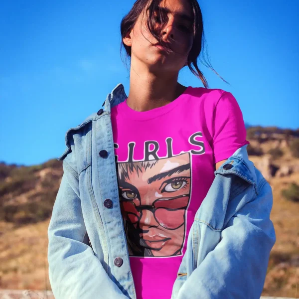 Camiseta "Girls" con Retrato Femenino
