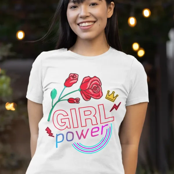 Camiseta "Girl Power" Diseño de Rosa y Corona