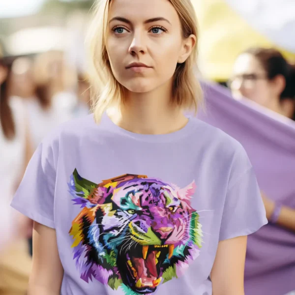 Camiseta "Rugido de Tigre" Diseño Poligonal Vibrante