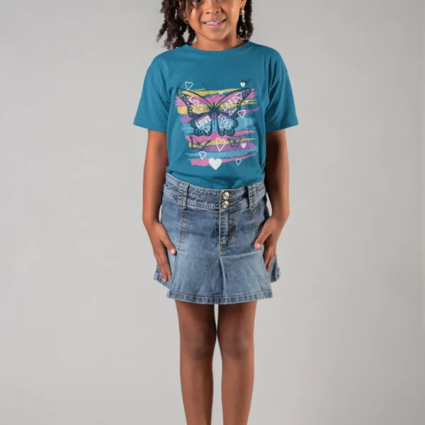 Camiseta de Mariposa con Corazones y Rayas