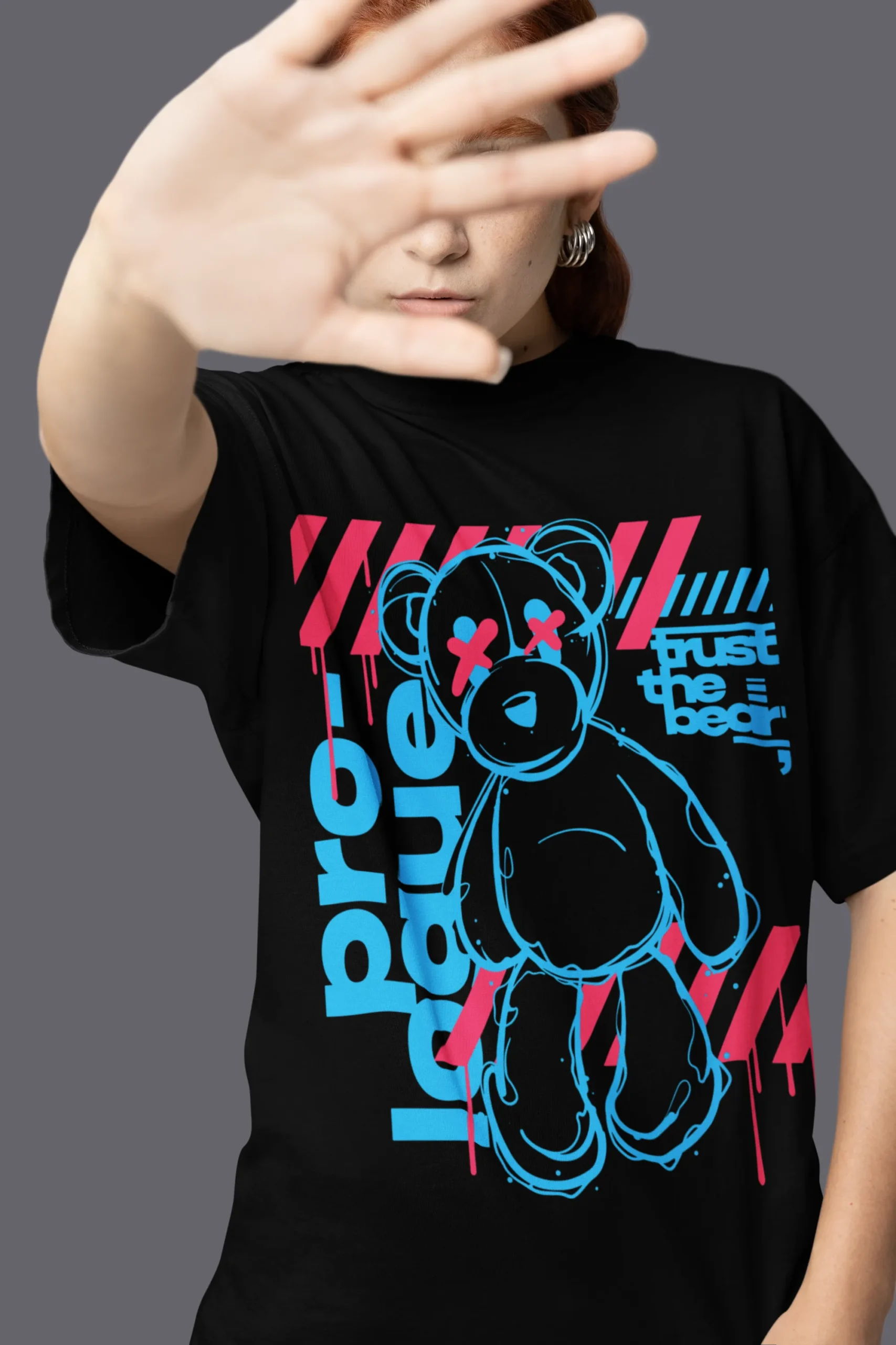 Oversize Teddy Bear Neon "Trust The Bear"