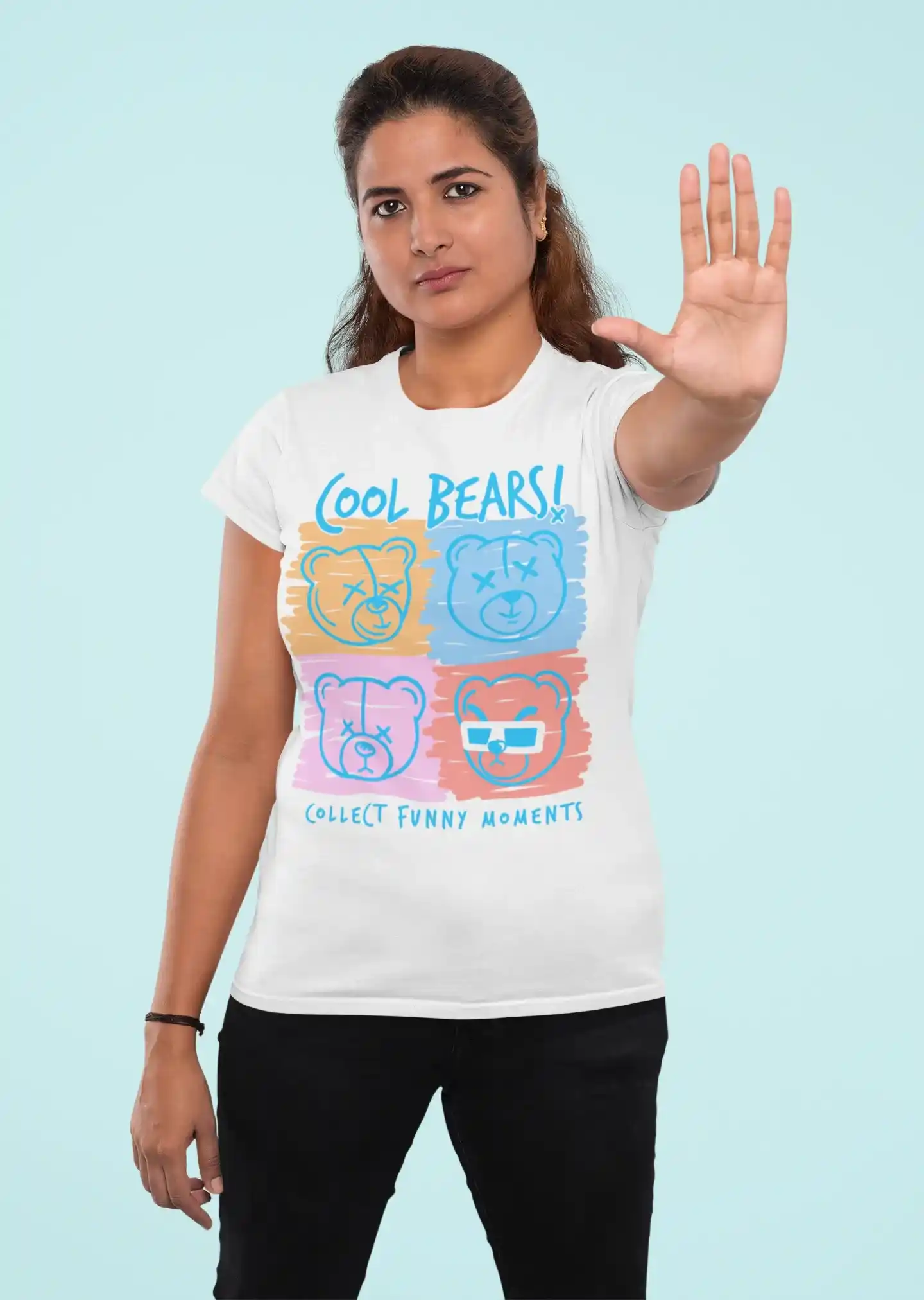Camiseta "Cool Bears" Diseño Cuadrado Divertido
