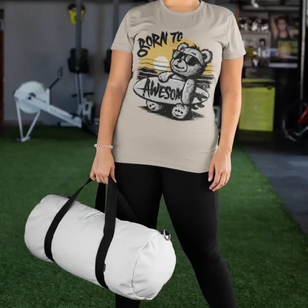 Camiseta de Oso Surfista "Born to Be Awesome"