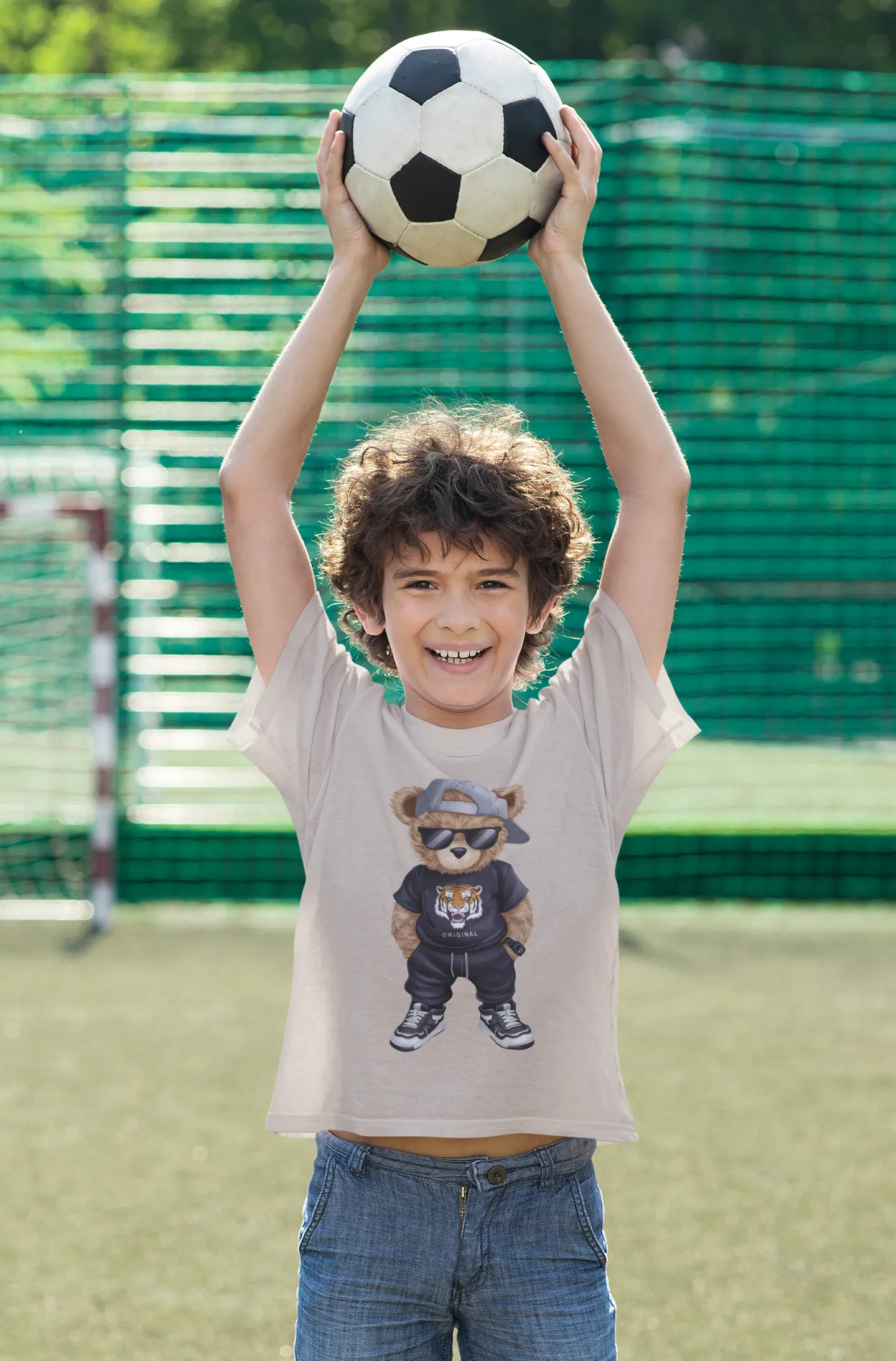 Camiseta Oso Gafas de Sol Estilo Streetwear