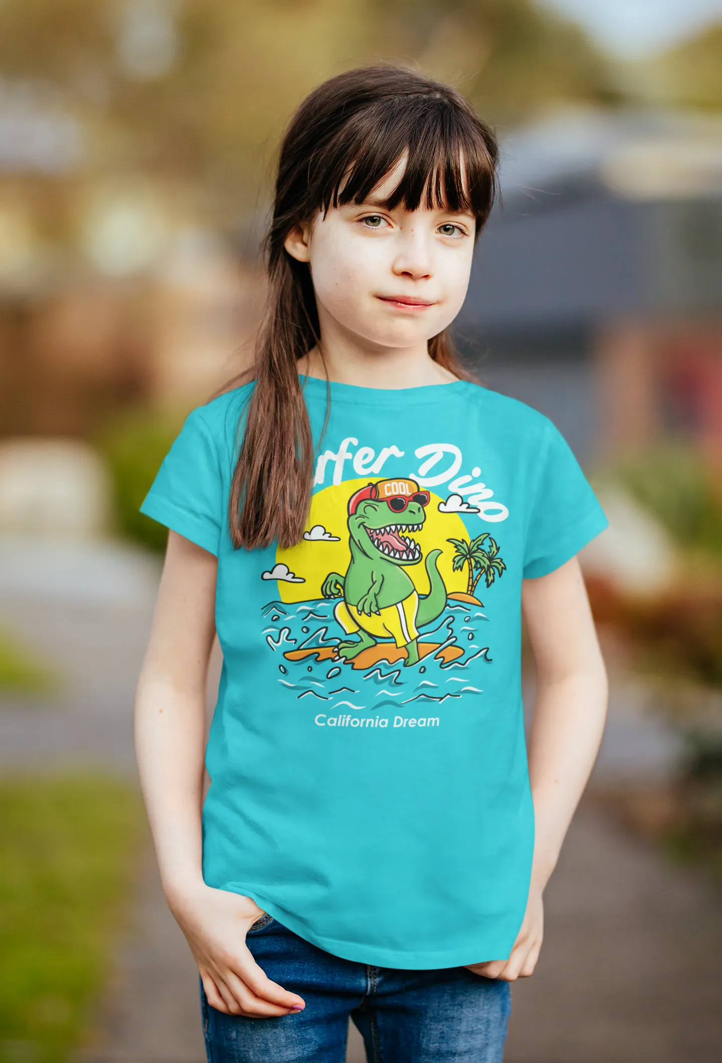 Camiseta Dinosaurio Surfero "California Dream"