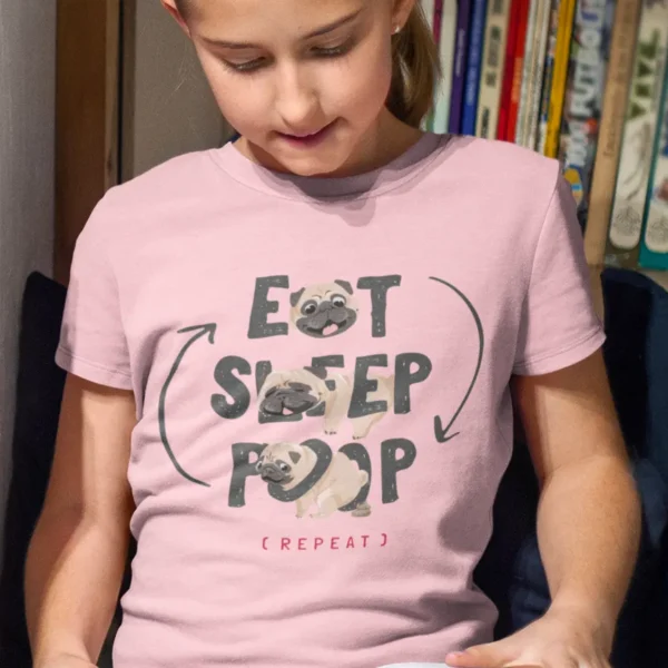 Camiseta de Pugs "Eat Sleep Poop (Repeat)"
