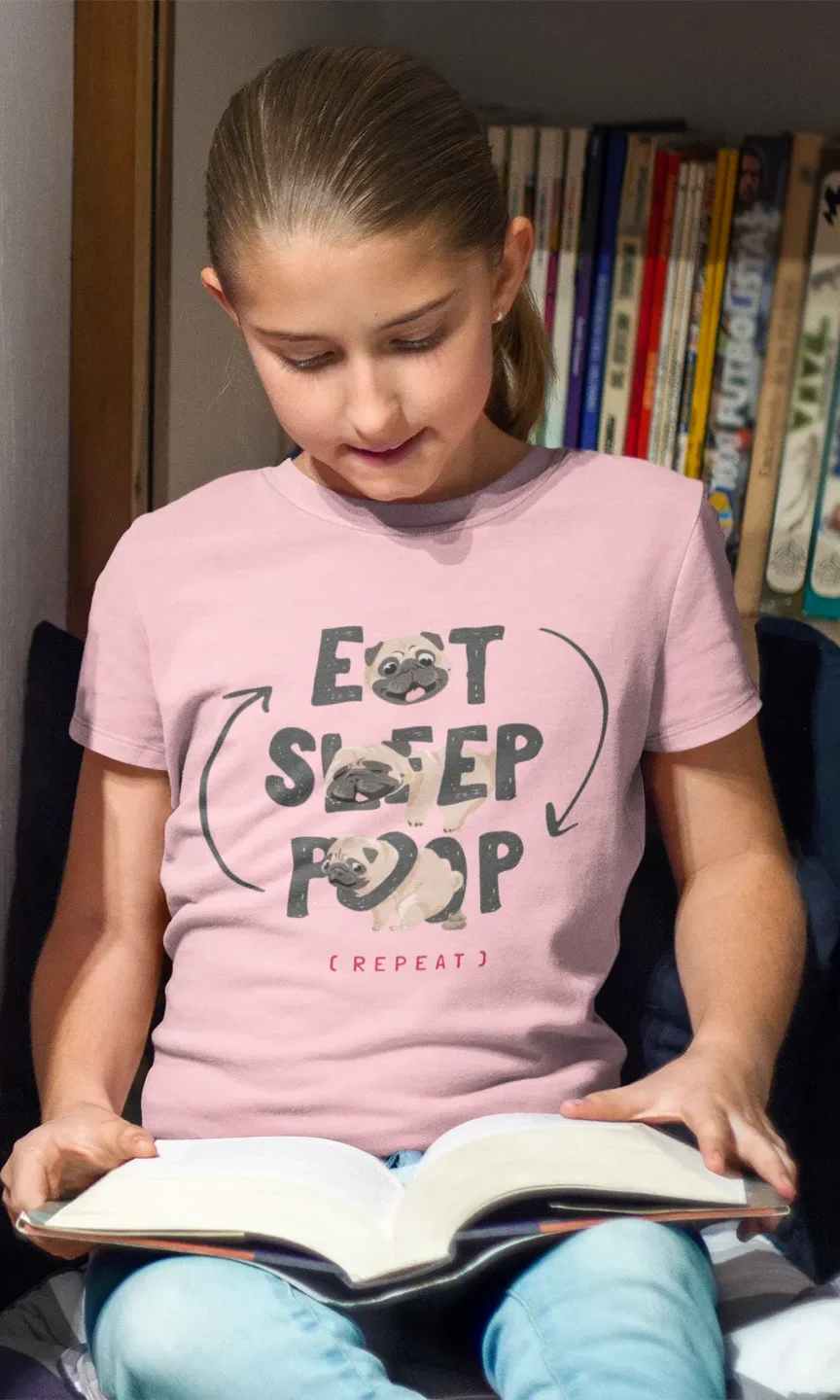 Camiseta de Pugs "Eat Sleep Poop (Repeat)"