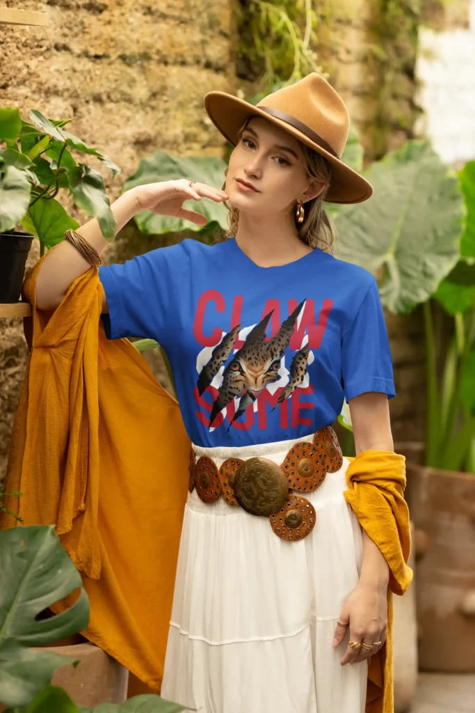 Camiseta de Gato con Garras y Frase "Clawesome"