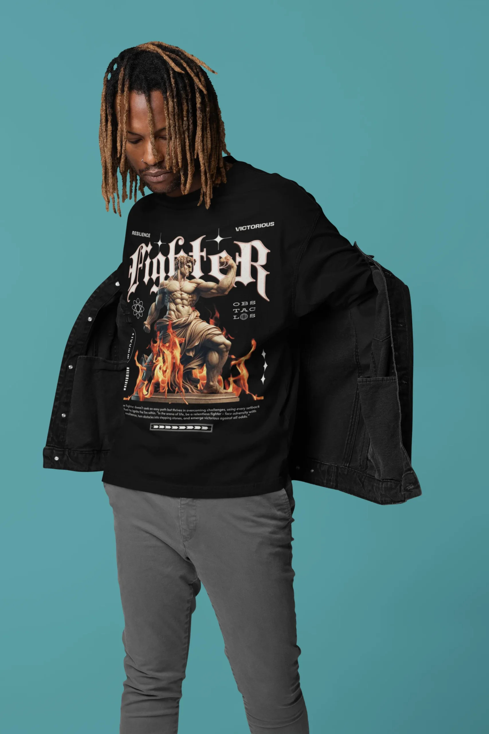 Oversize Fighter Estatua Griega Llamas Urbano